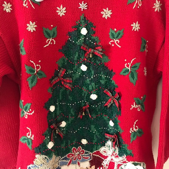 Vintage Ugly Christmas Sweater Red Knit Medium - Picture 4 of 6